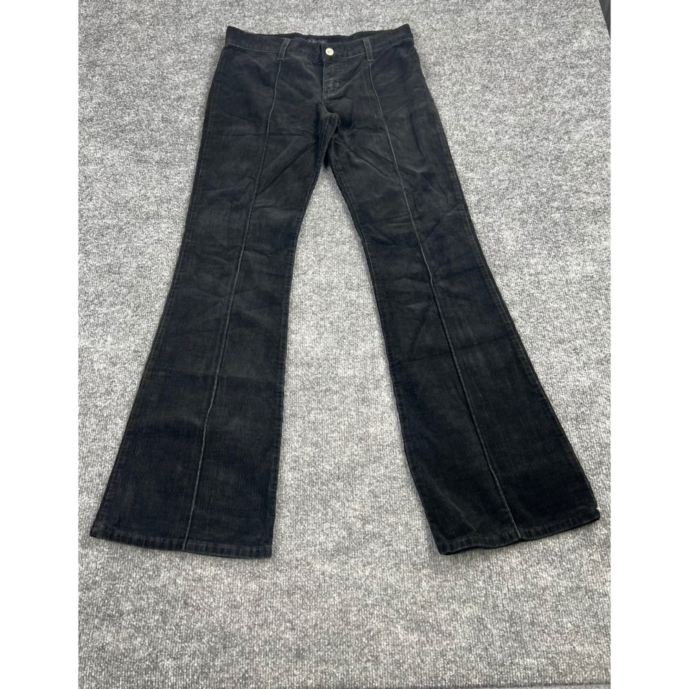 Juicy Couture Juicy Jeans Black Corduroy Flare Pants Seam Detail Size 29 USA
